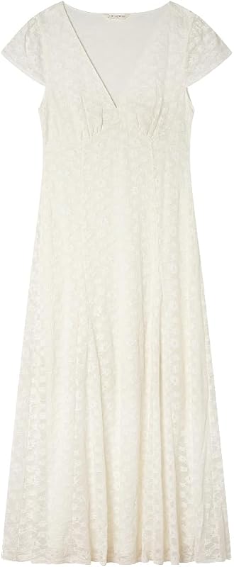 Vestido Springfield midi con cuello en V y encaje