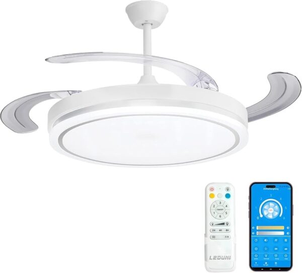 Ventilador de techo LED LEDUNI con aspas retráctiles