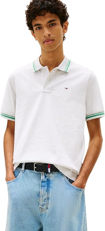 Polo Tommy Jeans Tipped gris para hombre