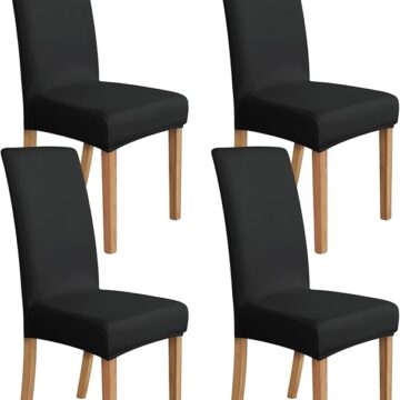Pack 4 fundas de silla elásticas Amazon Basics en negro