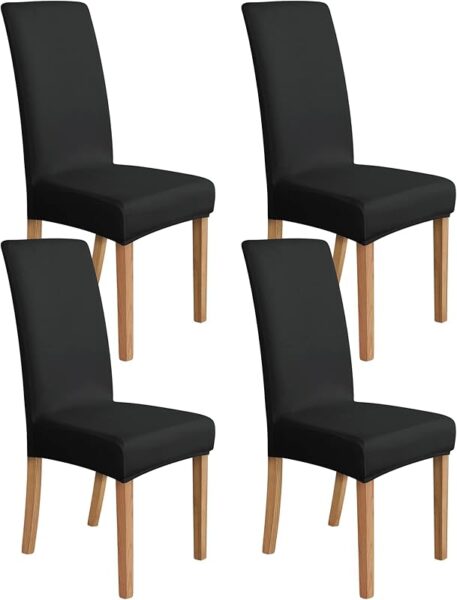 Pack 4 fundas de silla elásticas Amazon Basics en negro