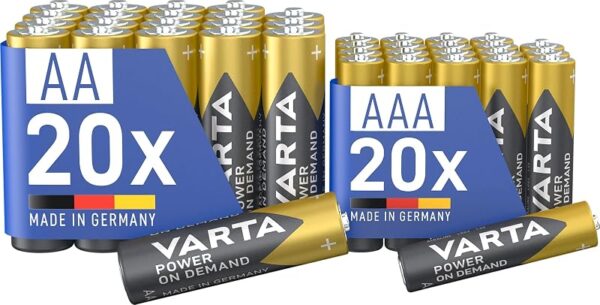 Pack de 40 pilas alcalinas VARTA AA y AAA