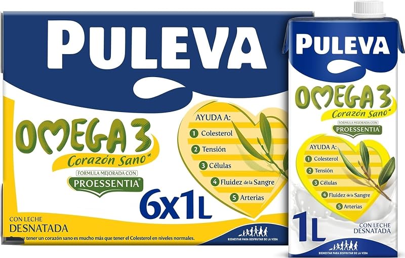 Pack x6 leche Puleva Omega 3 de 1 litro