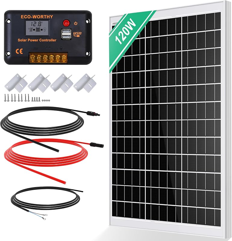 Placa solar ECO-WORTHY monocristalina de 120 W