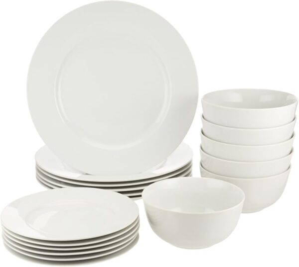 Vajilla Amazon Basics de 18 piezas para 6 personas