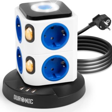 Duronic ET8L, regleta de 8 tomas con 3 USB y luz nocturna, por 21,24€ (−41 %)