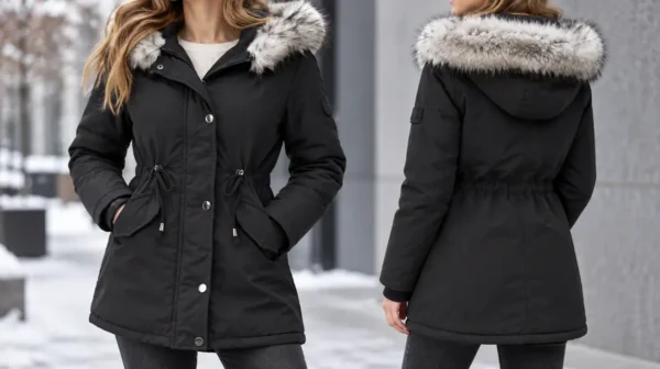 Abrigo parka Tuopuda largo con capucha para mujer